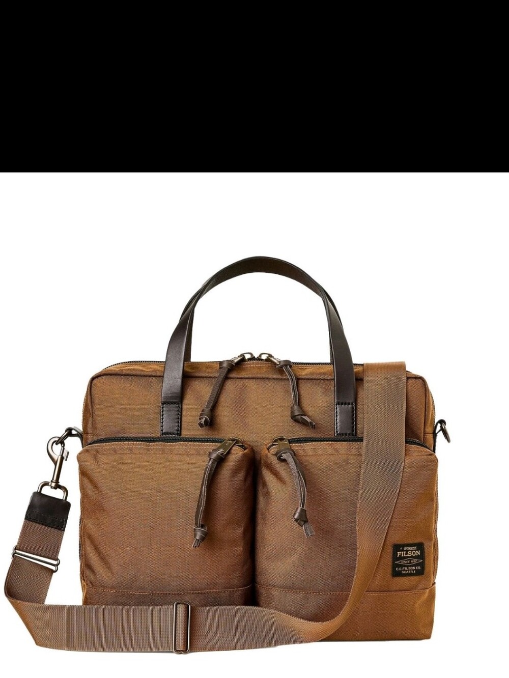 Filson GENUINE Brown Canvas Laptop Briefcase with Shoulder Strap
